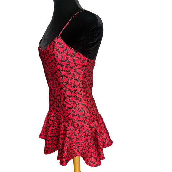 Vintage Y2K Victorias Secret Gold Label Red Black Drop Waist Heart Chemise Small - Picture 5 of 6